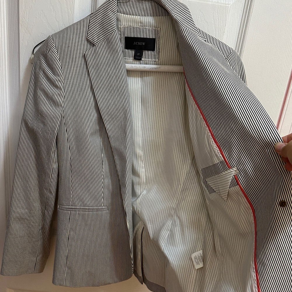 JCREW Black and White Striped Blazer like NEW